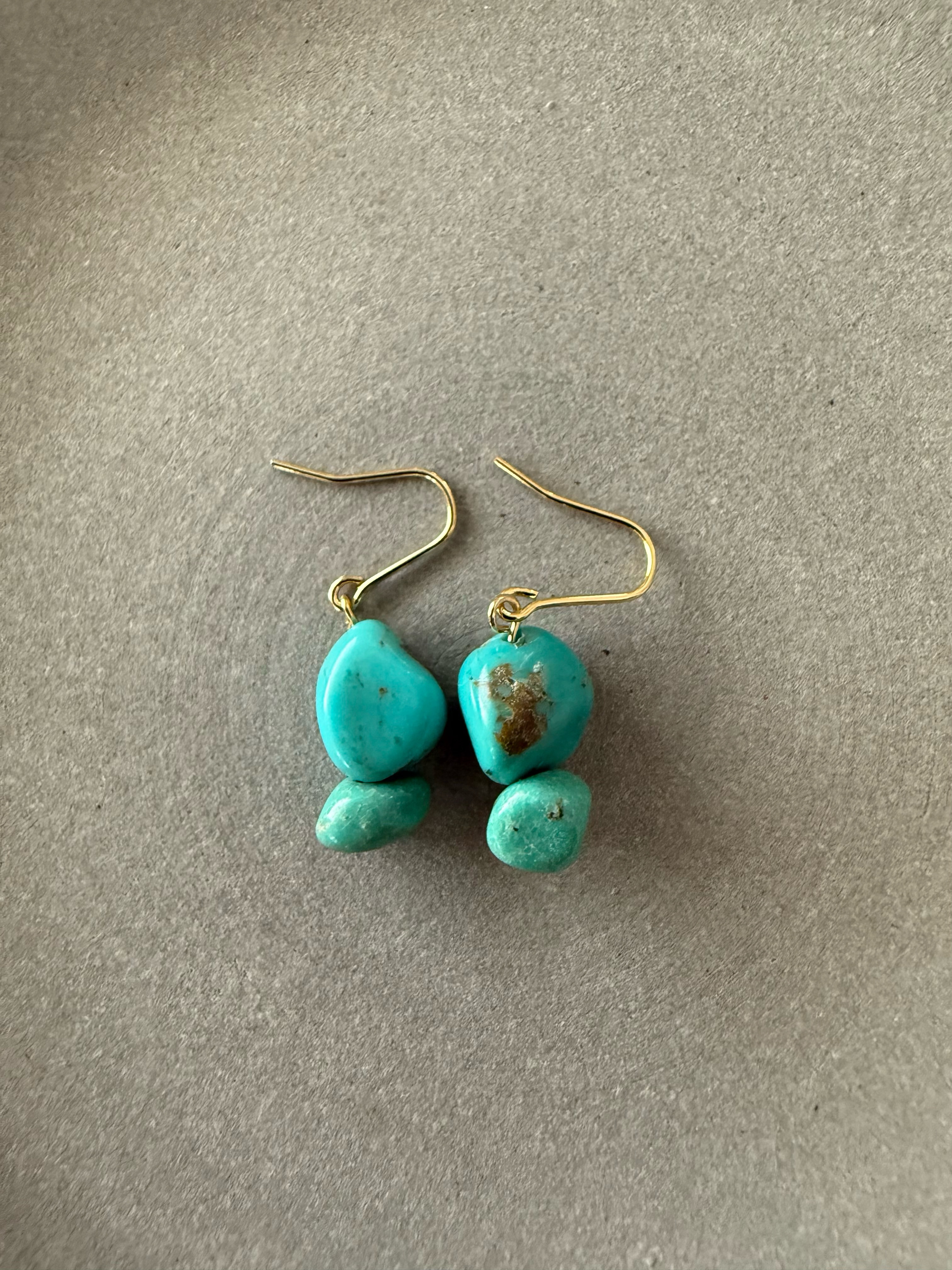 ［再販］ダブル天然ターコイズ♚ピアス/ノンホールピアス