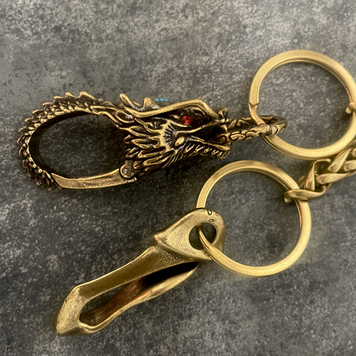 Creema限定 真鍮 メンズ ドラゴンフック ウォレットチェーン キー