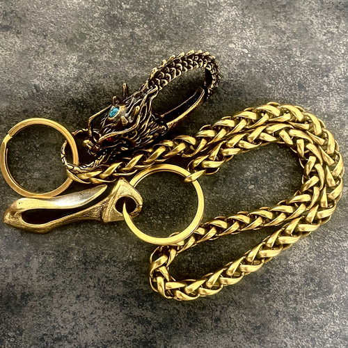 Creema限定 真鍮 メンズ ドラゴンフック ウォレットチェーン キー
