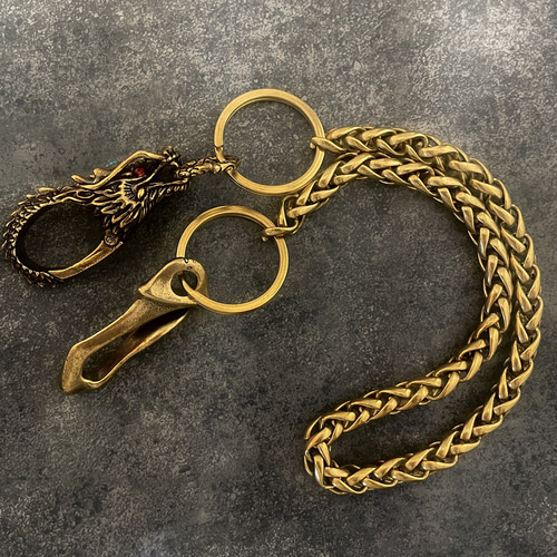 Creema限定 真鍮 メンズ ドラゴンフック ウォレットチェーン キー