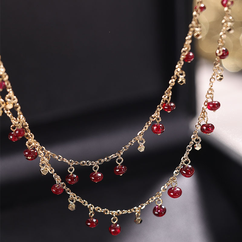 【ヘイズジュエリー】ベゴニアヤーンシリーズ 18Kゴールド 非加熱ピジョンブラッドルビービーズ タッセルリング/ブレスレット ミ