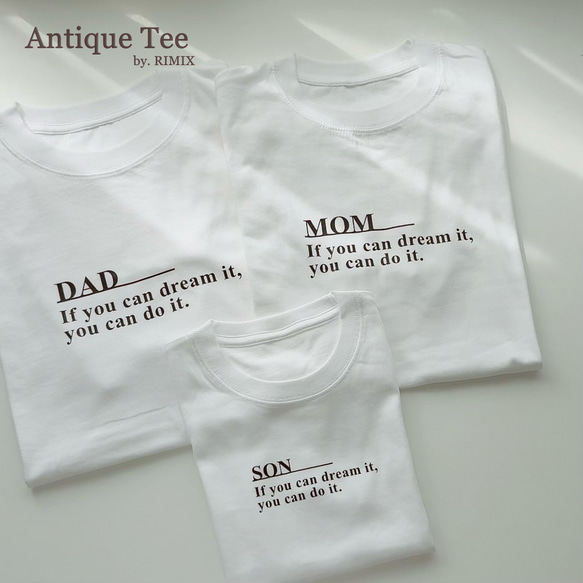 名入れ◎ Antique Tee  半袖　出産祝い　マタニティーフォト　家族写真　名入れギフト 1枚目の画像