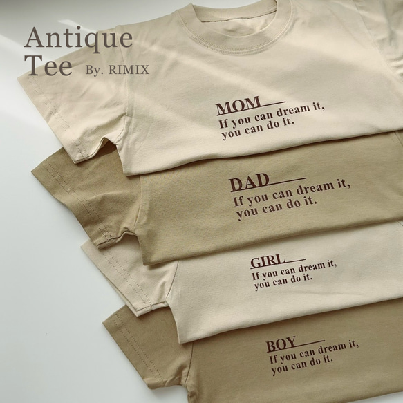 名入れ◎ Antique Tee 半袖　出産祝い　マタニティーフォト　家族写真　名入れギフト 1枚目の画像
