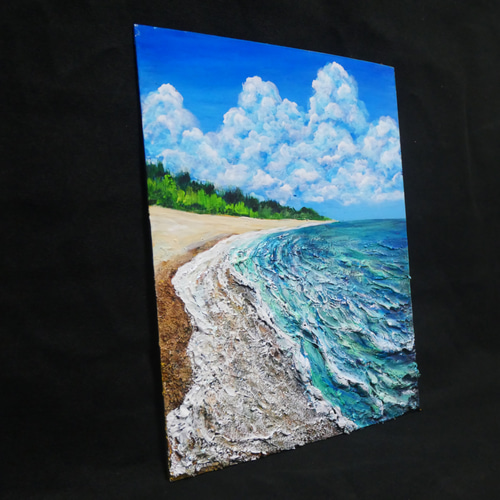 油絵 油彩 油彩画 絵 絵画【真夏の海と砂浜】 油絵 油彩 油彩画 絵 絵画【真夏の海と砂浜】 | HIROSHI1990