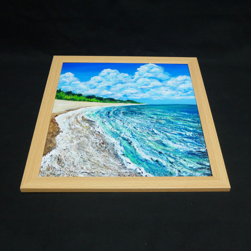 油絵 油彩 油彩画 絵 絵画【真夏の海と砂浜】 絵画 HR 通販