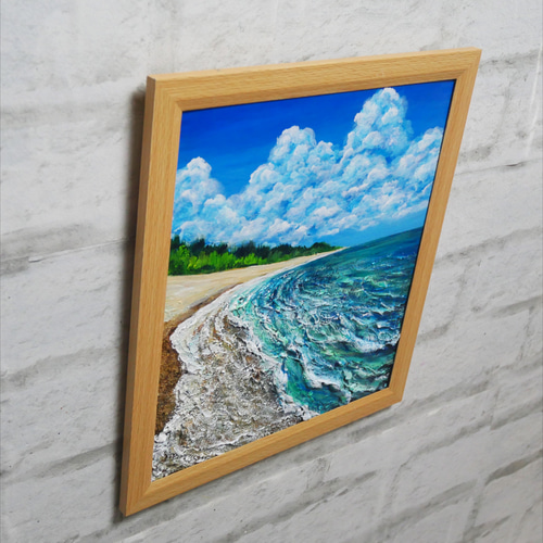 油絵 油彩 油彩画 絵 絵画【真夏の海と砂浜】 油絵 油彩 油彩画 絵 絵画【夏の海】 絵画 HR 通販 14389474