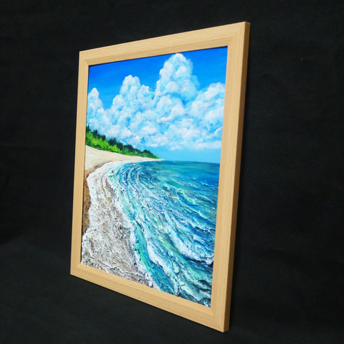油絵 油彩 油彩画 絵 絵画【真夏の海と砂浜】 絵画 HR 通販