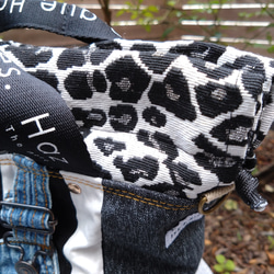 №744【overallDENIM✖️STRIPE✖️Leopard 巾着ToteBag⚮̈】】オーバーオールデニム♥ 12枚目の画像