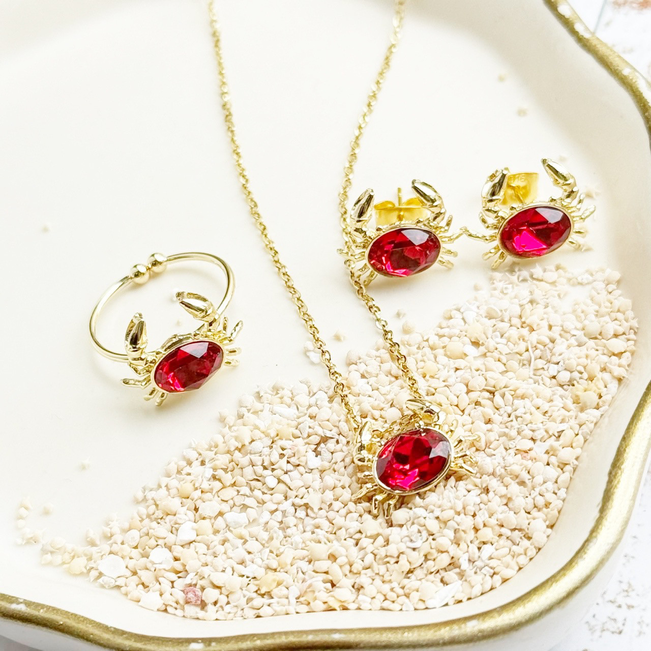 【サージカルステンレス 】夏の福袋 カニカニカーニバル 海を感じる煌めきアクセ ピアス イヤリング ネックレス リング