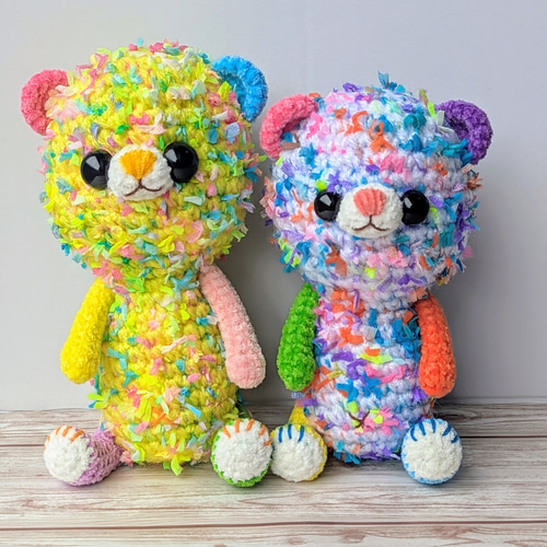 引き揃え糸のカラフル・ベア☆あみぐるみ☆編みぐるみ☆くま☆MeYou