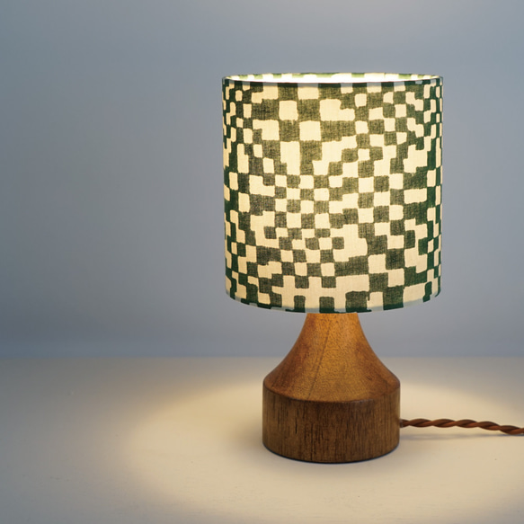 ◆HappyLamp◆Sサイズ/インド/ハンドブロックプリント/グリーン/スタンドランプ/素材の旅2025 1枚目の画像