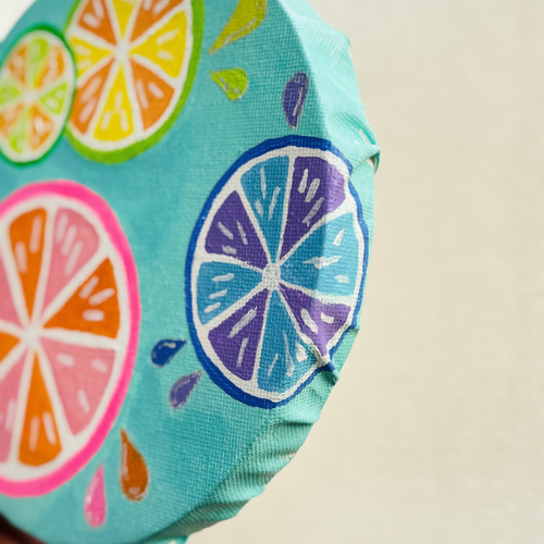 15cm丸】カラフルレモン キャンバスアート カラフル アクリル絵の具