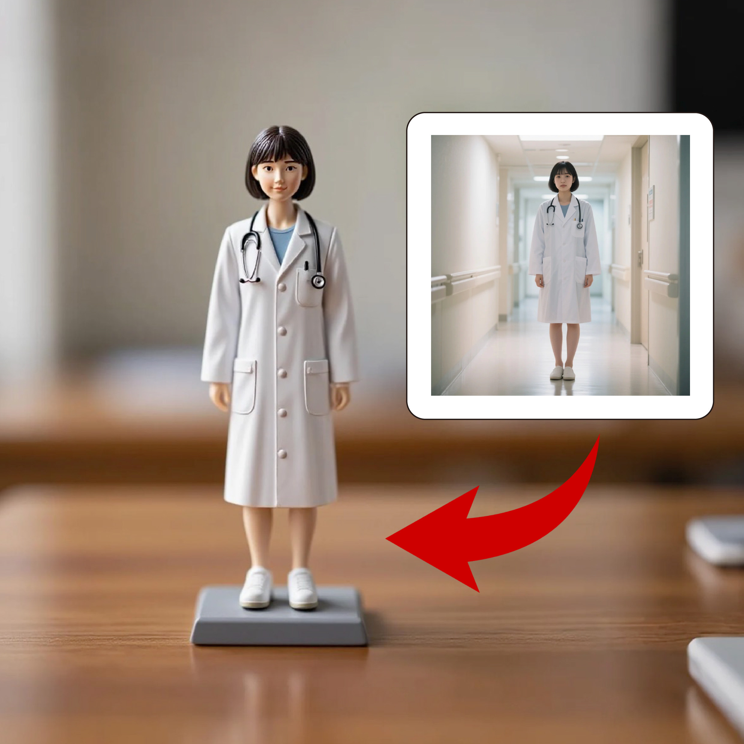 【オリジナルフィギュア】医者を目指す子供の夢を形に！写真から個性的に作るミニメドクターフィギュア 職人作りで患者を