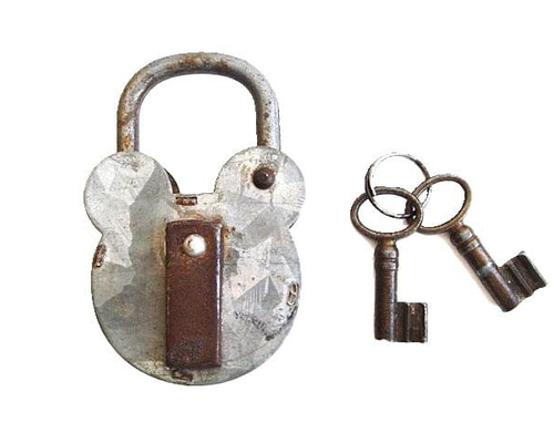 カデナ/南京錠 B フランス アンティーク 鍵 クマ型 可愛い 雑貨