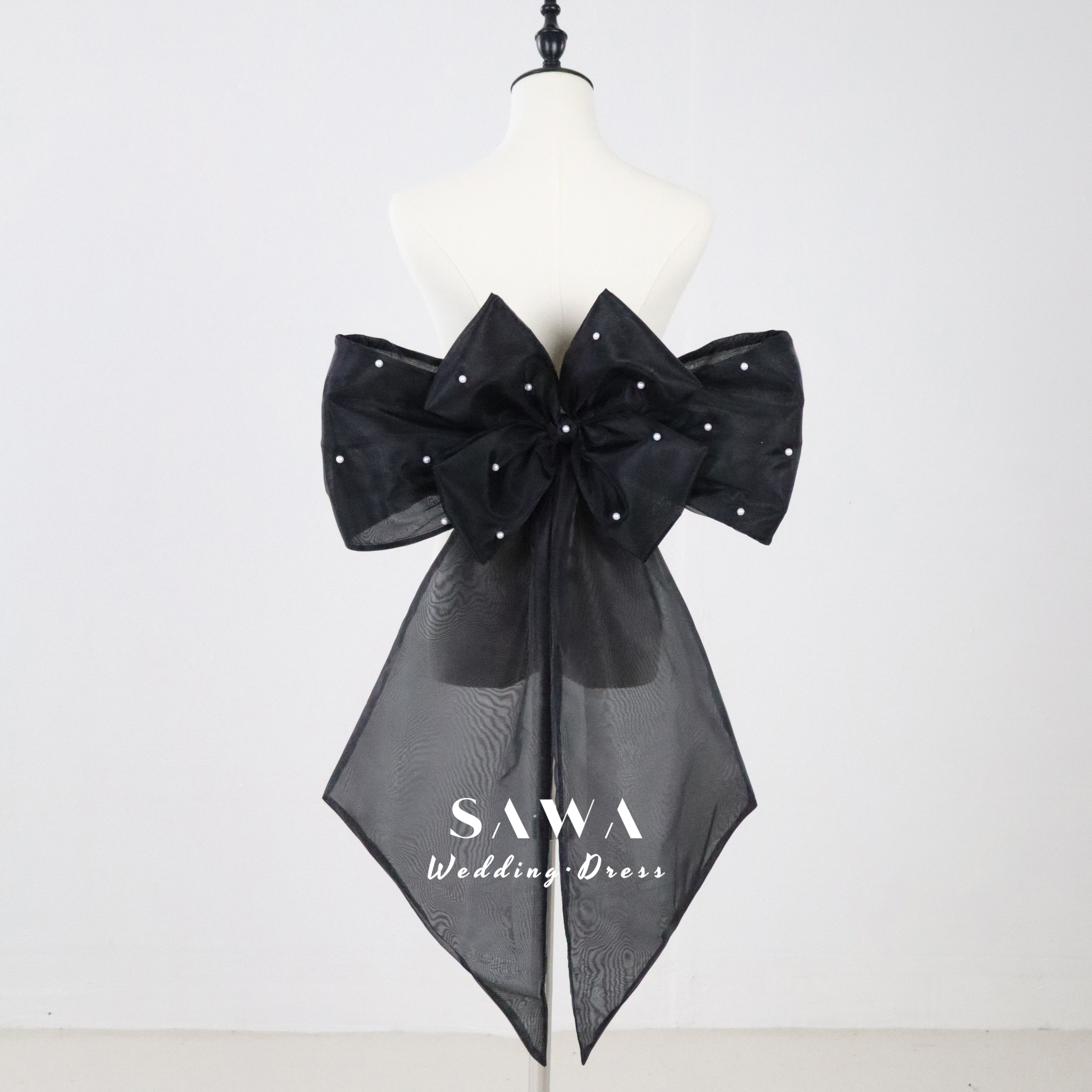 買わないと損　黒　お色直し　パール付き　可愛いバックリボン　上品　優雅　ドレス小物　ブライダル　卒業式前撮り2次会披露宴