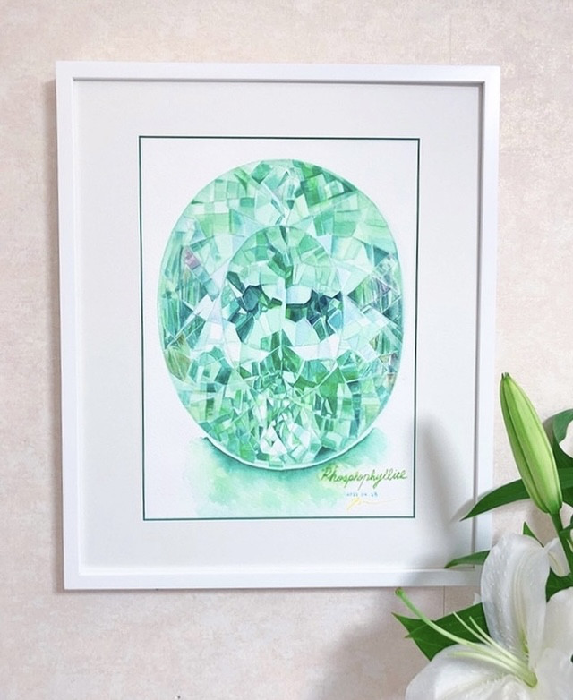 水彩画 原画 白い宝石