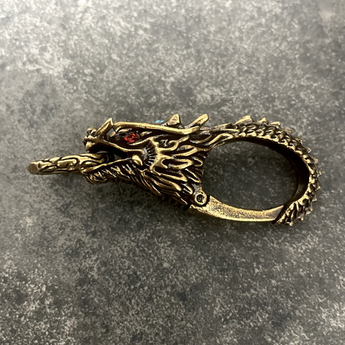 Creema限定 真鍮 メンズ ドラゴンヘッド ターコイズ 竜頭 龍 竜 四神