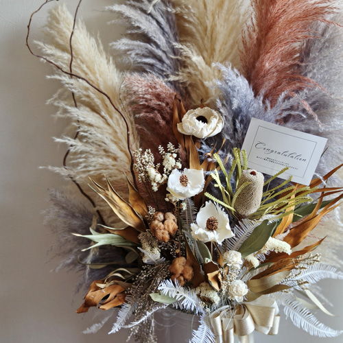 オーダー特大ボリューミーなドライフラワーのお祝い花 スタンド花