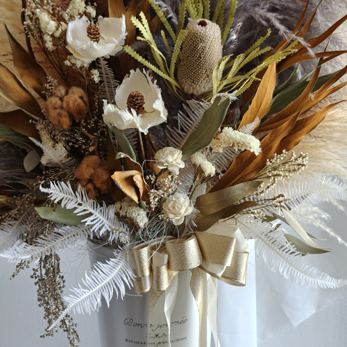 オーダー特大ボリューミーなドライフラワーのお祝い花 スタンド花