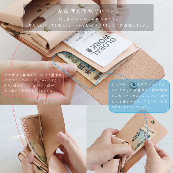 財布として使えるキーケース スマートキー対応 LF-027 ヌメ革ALL スマートキーが入る財布 軽いキーケース 6枚目の画像