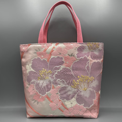 着物 帯 帯締め ハンドメイド トートバッグ リメイク 金 花 六通