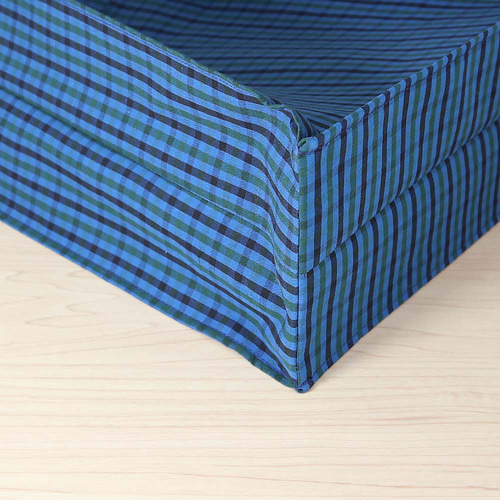 ファミリア風 ブルーグリーンチェック ネイビー 紙袋型トートバッグ