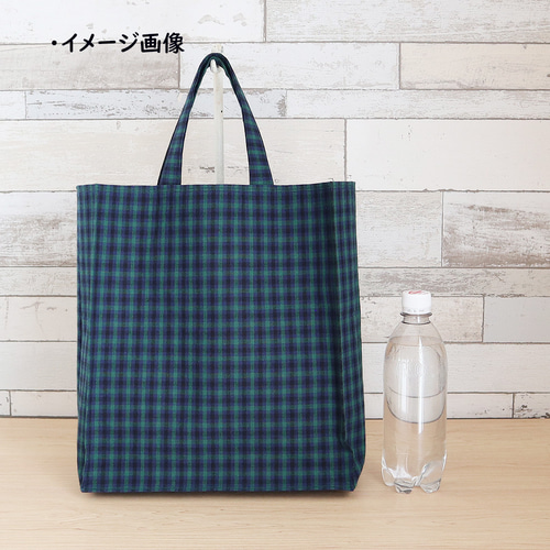familiar グリーンチェック トートバッグ