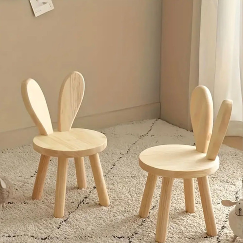 ラビットチェア　うさぎ椅子いす　うさ耳　2台セット 椅子 チェア 木製 ラビット スツール うさぎ おしゃれ 持ち運び可能