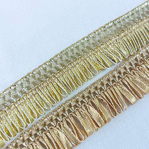 1m】【23mm幅】インド刺繍リボン フリンジリボン タッセル風 金糸