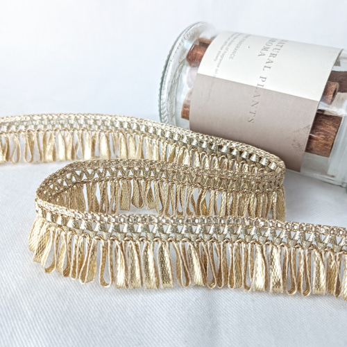 1m】【23mm幅】インド刺繍リボン フリンジリボン タッセル風 金糸