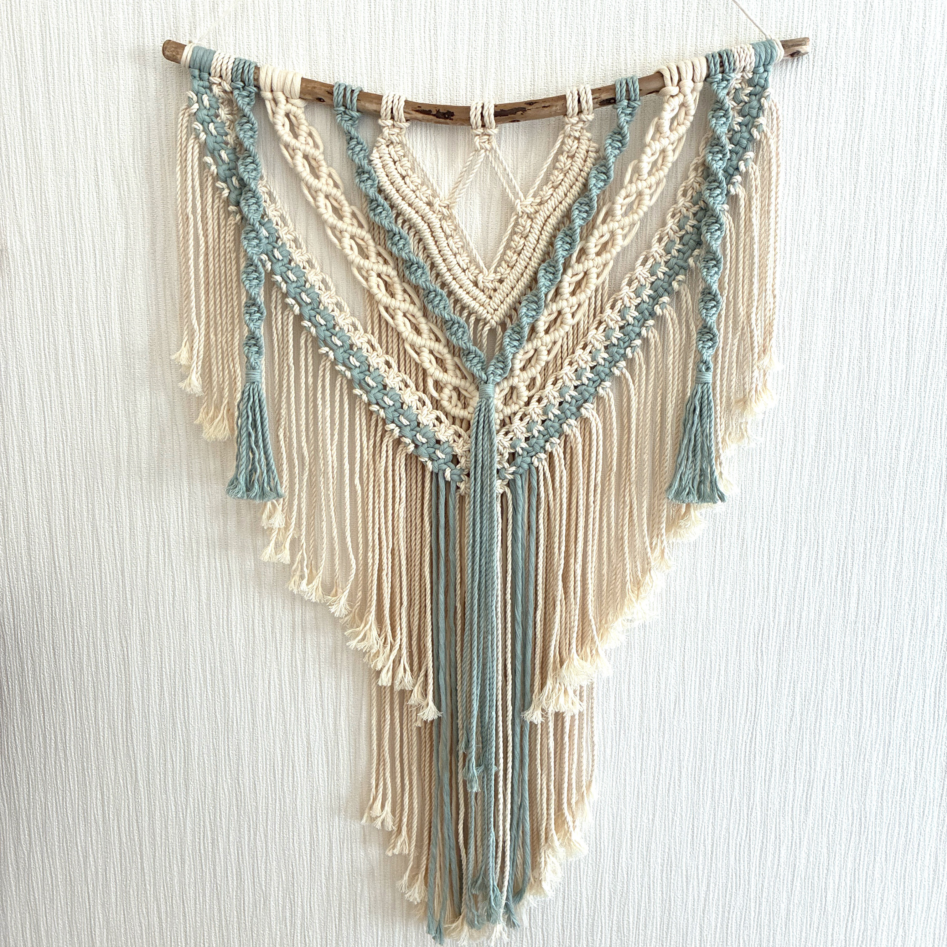 マクラメタペストリー♡生成り×ウォーターグリーン♡BIG size