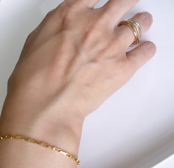 【期間限定】【夏の福袋no.4】Classy3連リング&Clearブレスレット 14kgf silver925 3枚目の画像