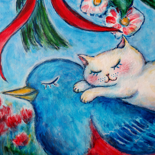 原画 “wishing you happiness” F10号 #絵画 #ねこ #猫 #白猫 #天使猫