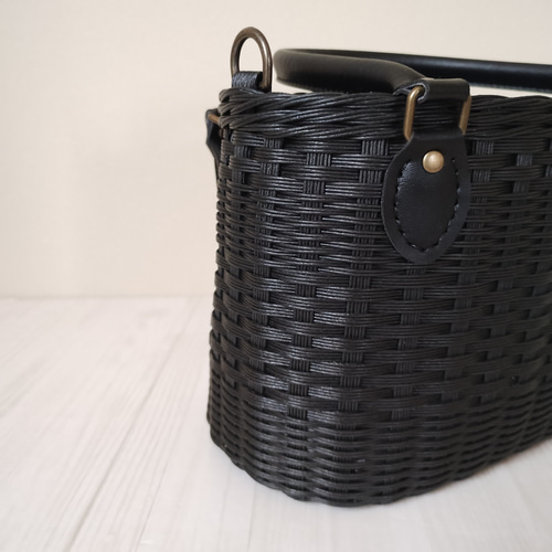 かごバッグ 黒 2WAY ショルダー バッグ にも かごバッグ Sara