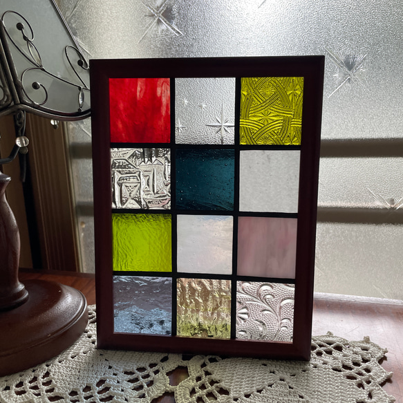 ステンドグラス　パネル　大正ロマン　クラシカル　格子戸 ステンドグラス パネル 大正ロマン クラシカル格子戸 その他インテリア