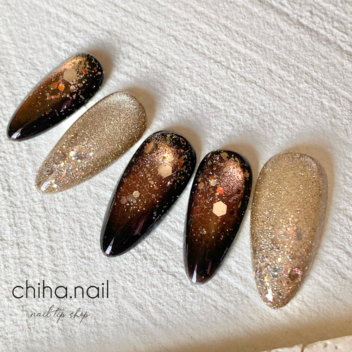 ネイルチップ ニュアンスちゅるん夏ネイルシェルキキララネイル