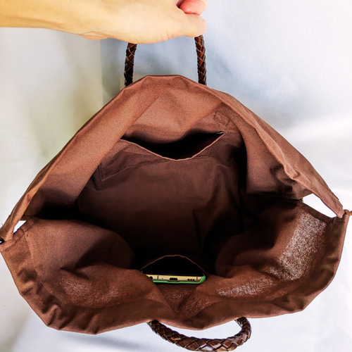【美品】ドラゴン ディフュージョン ハンドバッグ 巾着 こげ茶 スクエア かご かごバッグの巾着内袋 ドラゴンディフュージョン8811にぴったり！ こげ