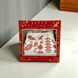 受注製作【JAPAN和ごころがまぐち】手のひらサイズの和モダンがまぐち 朱色 5枚目の画像