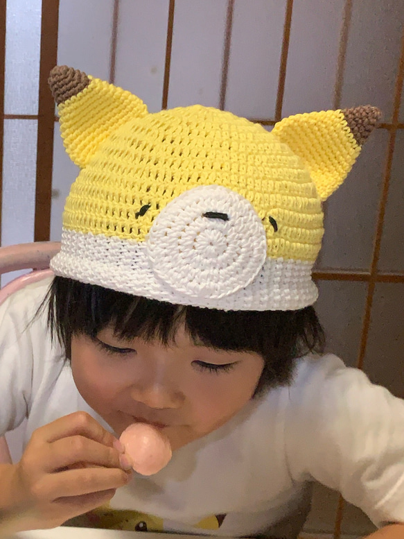 1〜3歳サイズ キツネさん帽子 3枚目の画像