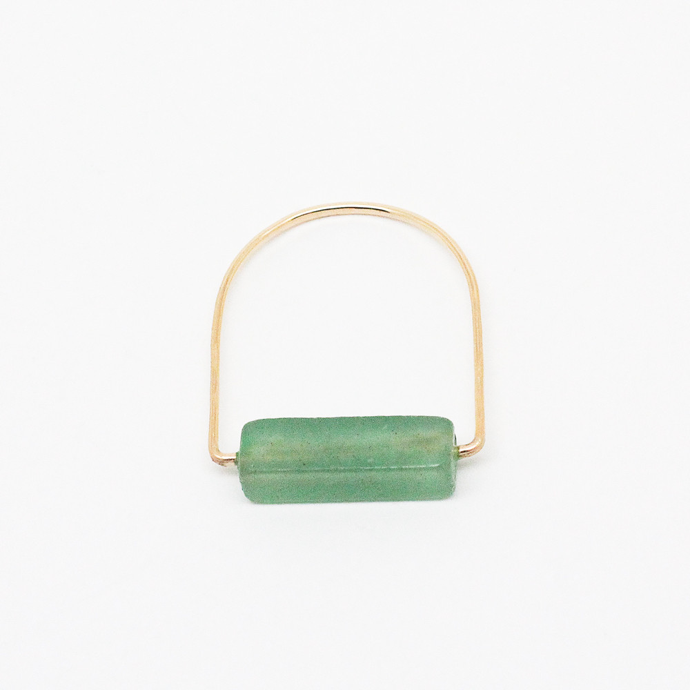 【天然石】アベンチュリン　ストレートカットリング　K14GF　R1680