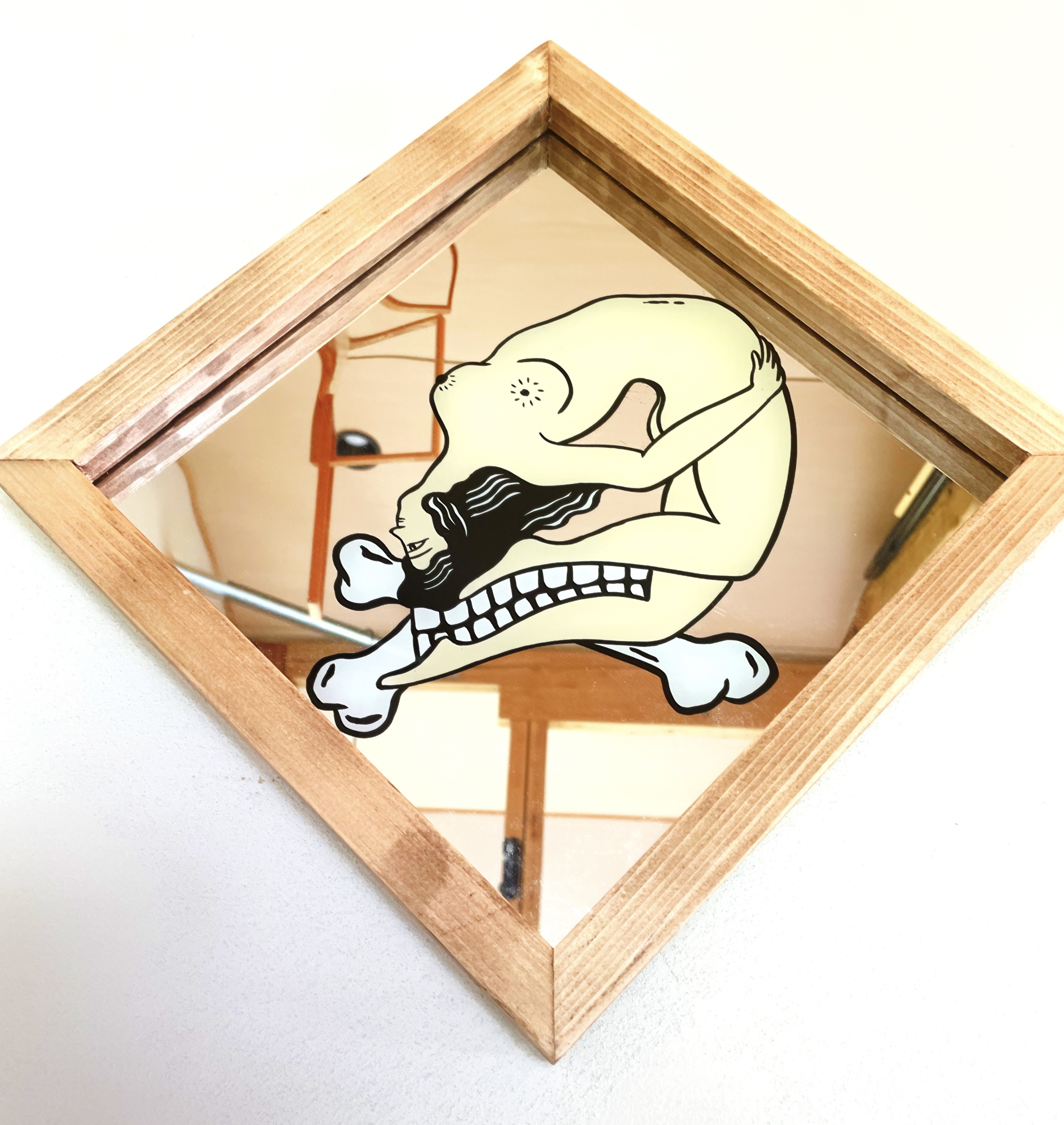 アートフレーム　額装　pub mirror 騙し絵　タトゥーデザイン　フラッシュ　アメリカン　ビンテージ　男部屋　骸骨