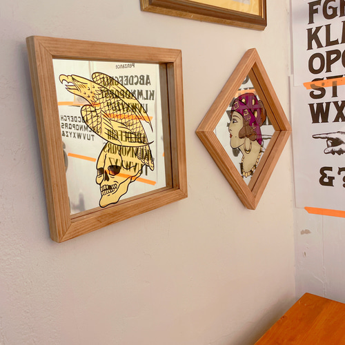 タトゥーデザイン　アートフレーム　パブミラー　アメリカ　ハンドメイド タトゥーデザイン アートフレーム パブミラー アメリカ ハンドメイド