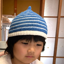 3〜6歳サイズ どんぐり帽子 ボーダー柄 4枚目の画像