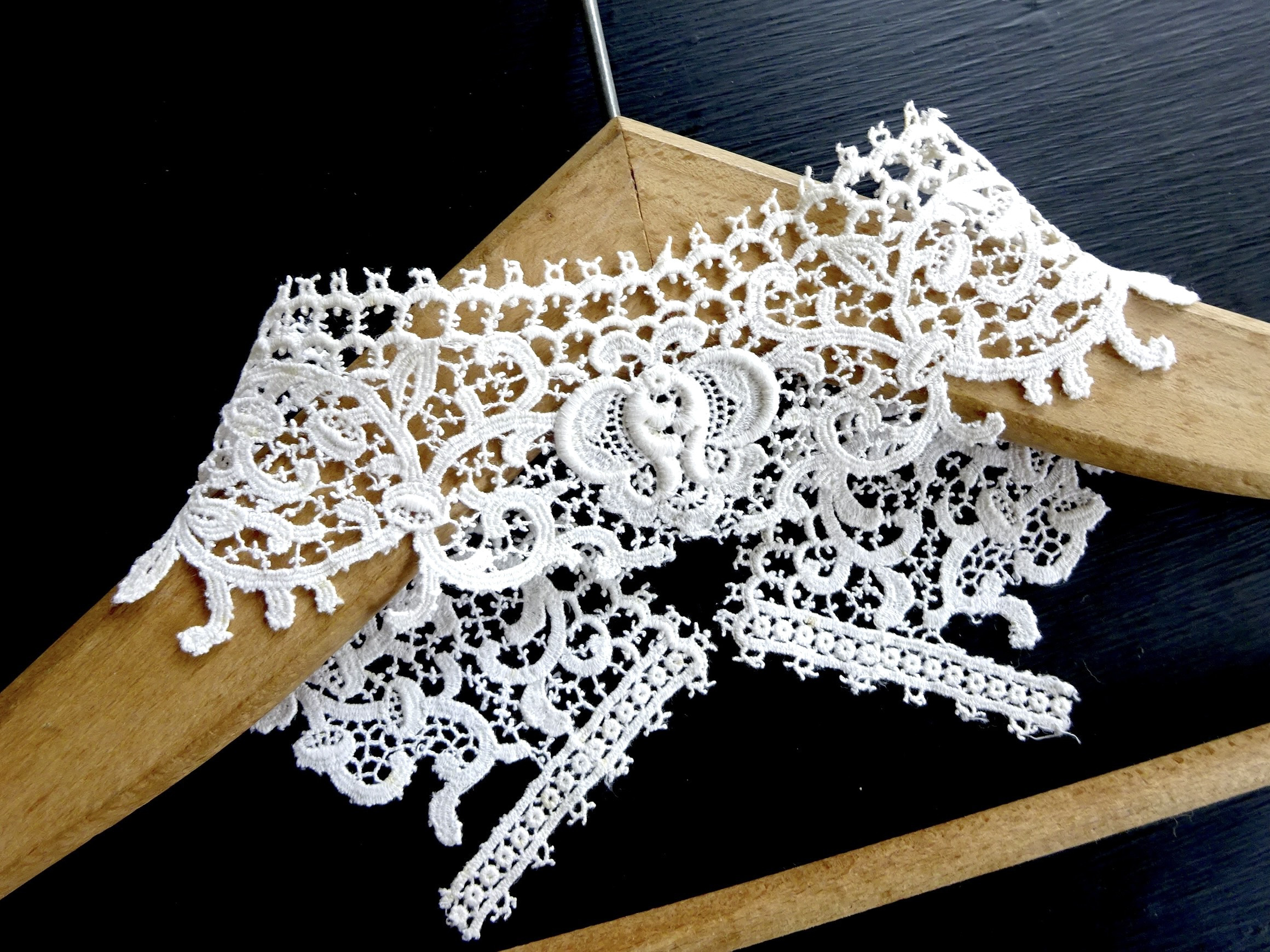 フランス つけ襟 カラー レース 綿レース 刺繍 創作品 創作品 素材