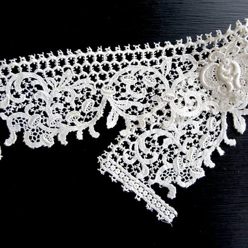フランス つけ襟 カラー レース 綿レース 刺繍 創作品 創作品 素材