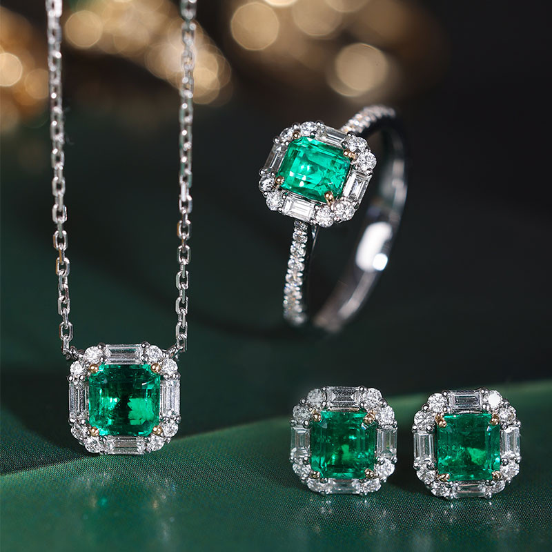 [ヘイズジュエリー] Yuzhiguangシリーズ 18Kゴールド 天然ダイヤモンド コロンビア産ムゾエメラルド イヤリング/リ