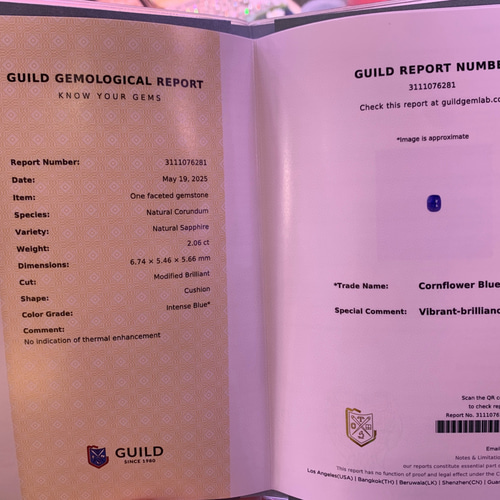 New 2.06ct天然コーンフラワーブルーサファイアルース 鑑定書付き 25/7