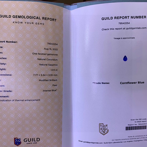 New 1.03ct天然コーンフラワーブルーサファイアルース 鑑定書付き 25/7