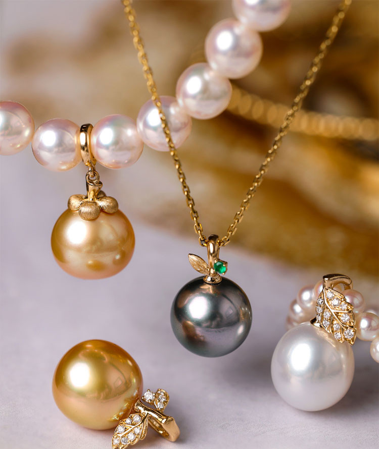 [ヘイズジュエリー] 完熟フルーツシリーズ 18Kゴールド 天然ダイヤモンド 10-11mm 南洋真珠ペンダント オリジナルフル