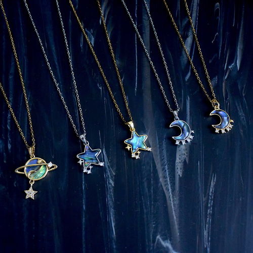 幻夜】星月海のネックレス -銀河- アバロンシェル ネックレス